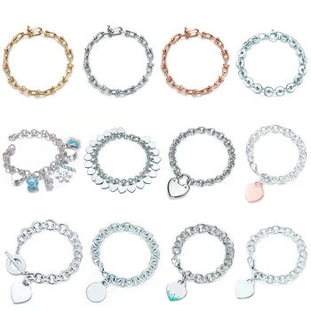 

SL 03 TFB Quality Original 925 Sterling Silver Simple Elegant Classic Love Bracelet DIY Bracelet with LOGO Bracelet for Wome