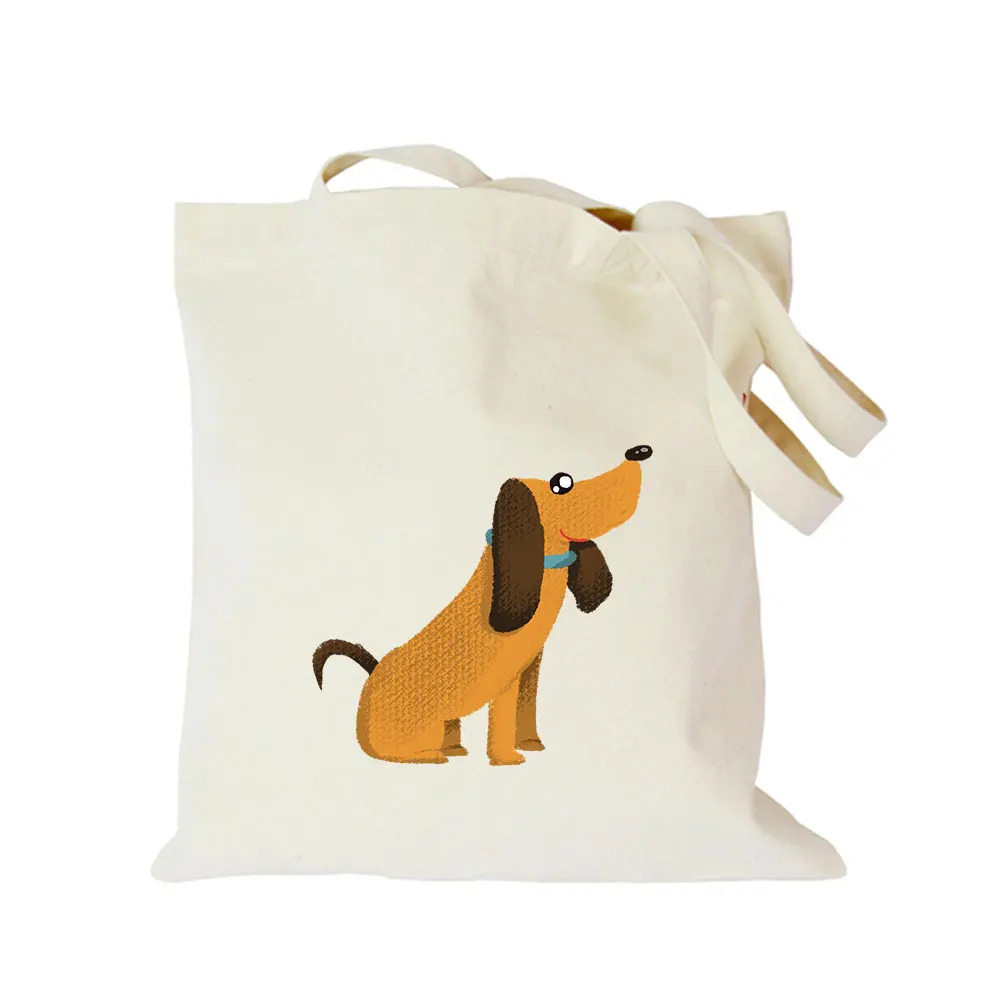 custom print bag 10 Оригинальная мультяшная собака, Холщовая Сумка, Заказная Эко сумка, сумки для покупок на заказ с логотипом таксы, овчарки, пуделя - Цвет: custom print bag 10