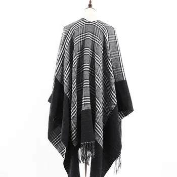 

New Style WOMEN'S Scarf Autumn And Winter Double-Sided Thousands of Birds Tassled Versatile Warm Shawl Cloak Dual Use European A