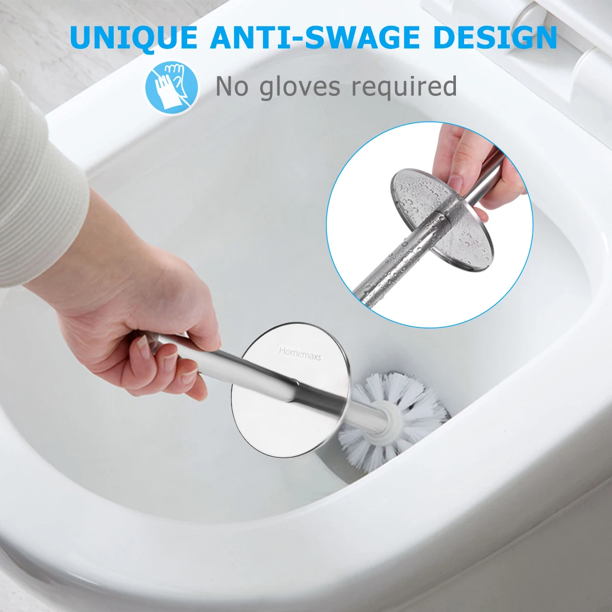 Toilet Brush and Holder Set Good Grip Compact Stainless Steel Toilet Bowl Cleaner Brush Set for Bathroom Cleaning Brush Set