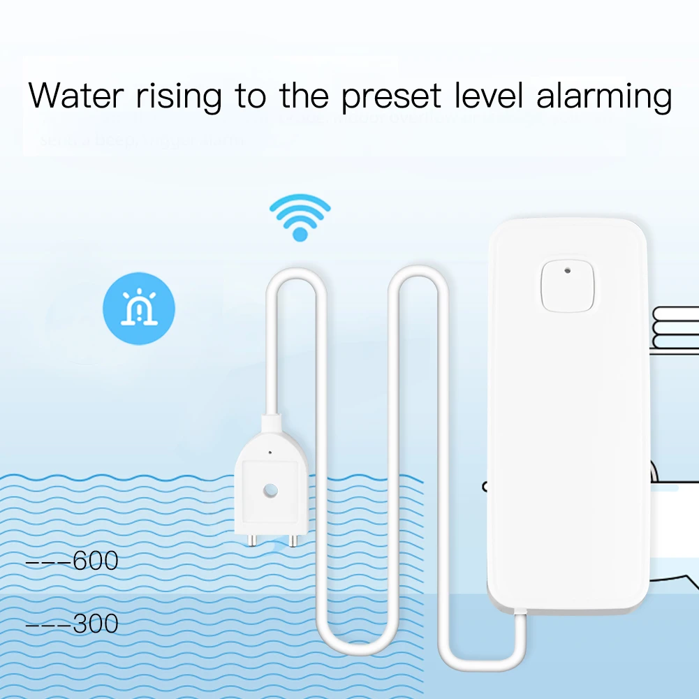 WiFi Smart Flood Sensor Water Leakage Detector Flood Overflow Alert Security Alarm System Tuya/Smart Life App Remote Control
