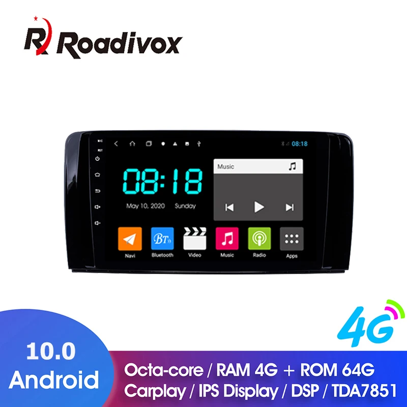Автомобильный DVD плеер 9 &quotAndroid 10 GPS радио для Mercedes Benz R Class W251 R280 ОЗУ 4 Гб ПЗУ 64 ГБ