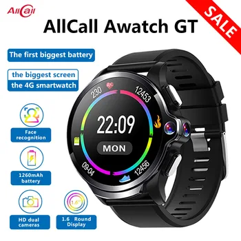 

AllCall Awatch GT Face Unlock SmartWatch 4G 3G+32G Dual Chip System Dual Cameras Waterproof 1260mAh Men Sport Smart Watch Phone