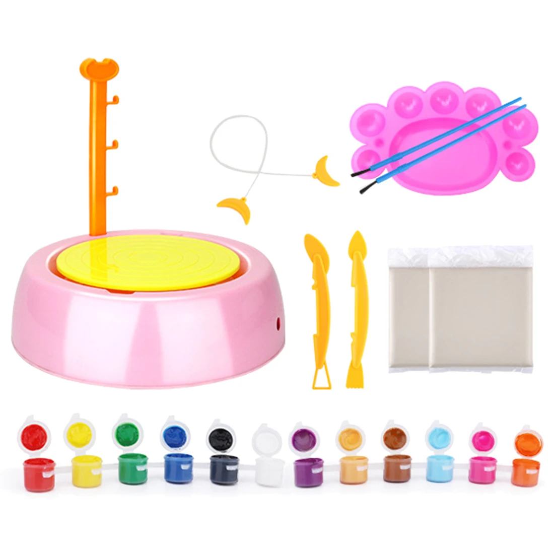

Creative DIY Art Studio Pottery Wheel Kit Educational Toy for Kids - Pink