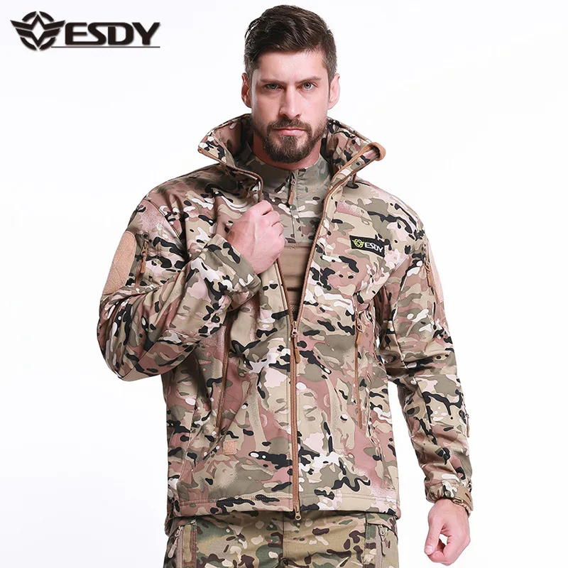 Esdy2 No. Одноцветная камуфляжная куртка-дождевик, ветронепроницаемая теплая износостойкая куртка с капюшоном, верхняя одежда для альпинизма Ja