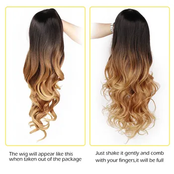 AISI BEAUTY Ombre Long Wavy Wig Synthetic Hair Wigs For Women Cosplay/Party Black Brown Blonde/Grey High Density Heat Resistant 4