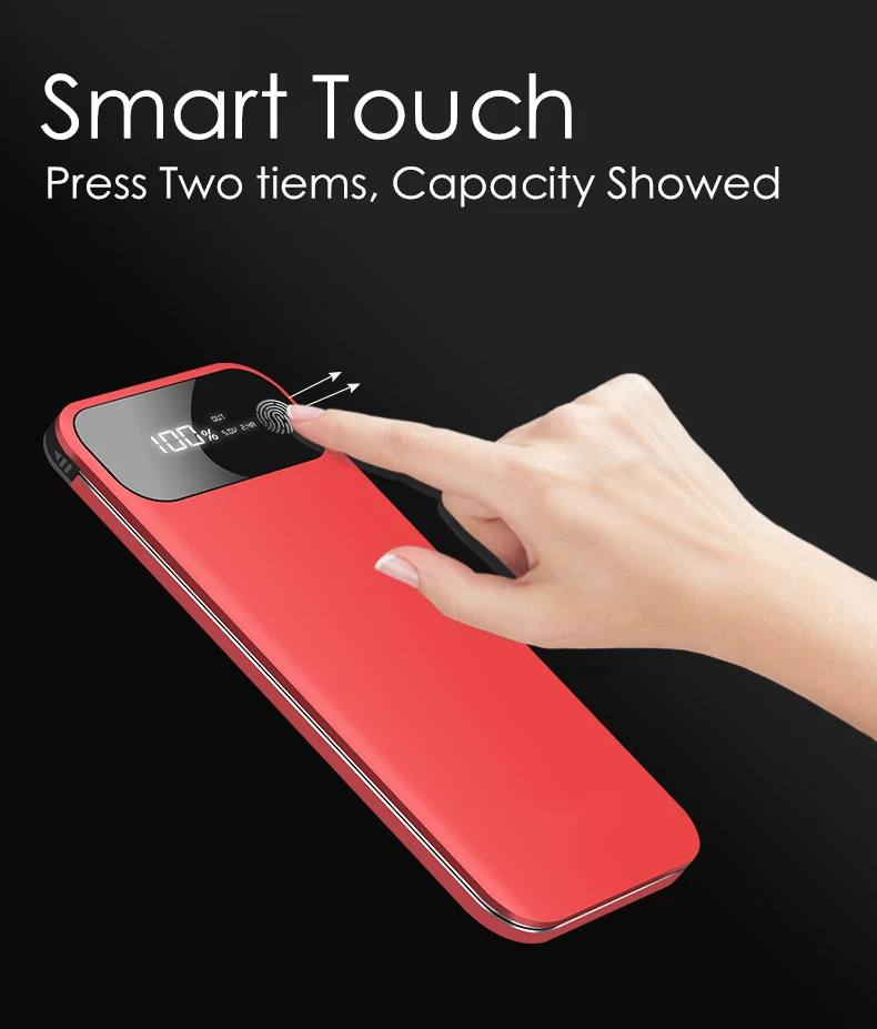 Powerbank 10000mAh портативный тонкий PowerBank с кабелем светодиодный портативное зарядное устройство с дисплеем Внешнее зарядное устройство для iPhone huawei Xiaomi