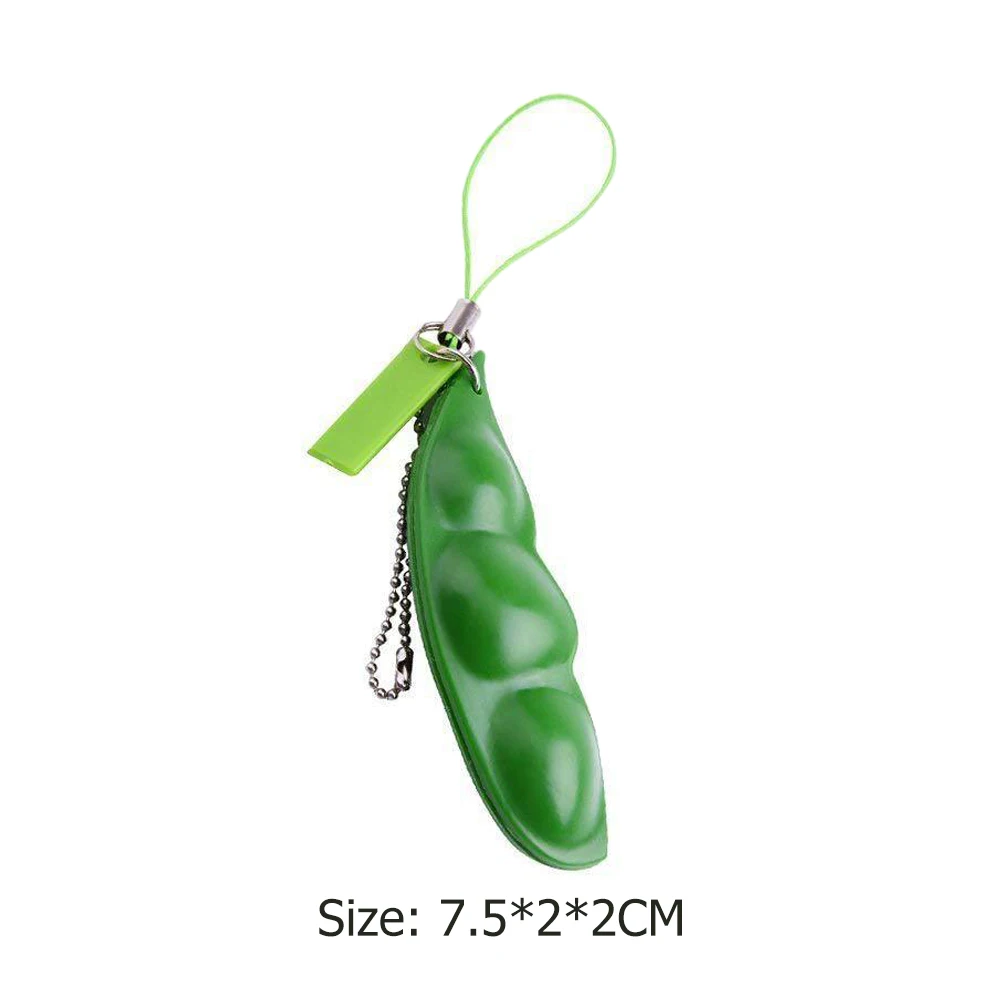 Stress Relief Toys Green Soy Bean Key Pendant Ornament Reduced Pressure Toy #LY 