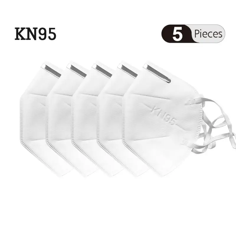 

5PCS Kn95 Washable mask 5 layers anti-dust face nonwoven mouth elastic soft breathable flu hygiene facial mask like KF94