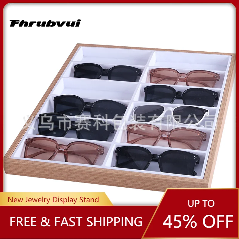 Storage Glasses Rack Sunglasses Dispaly Tray 12 Grid Velvet Display Case Storage Organizer Box Store Window