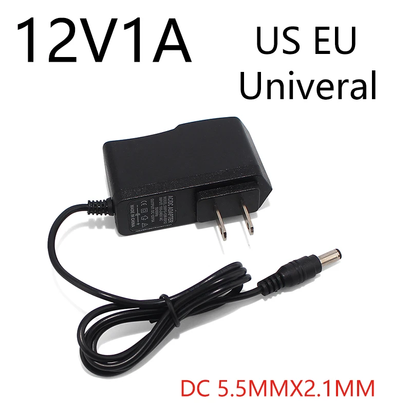 Ac100 240v 12v 1a 12w Dc Ac адаптеры Dc12v Us Eu Plug Универсальный блок питания для светодиодных