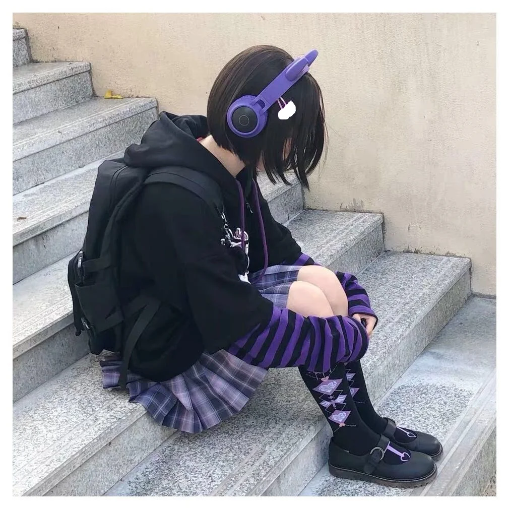 QWEEK E Girl Kawaii Hoodies Women Tracksuit Black Hoodie with Anime Long Sleeve Korean Style Sweatshirt Oversized Gothic Kpop