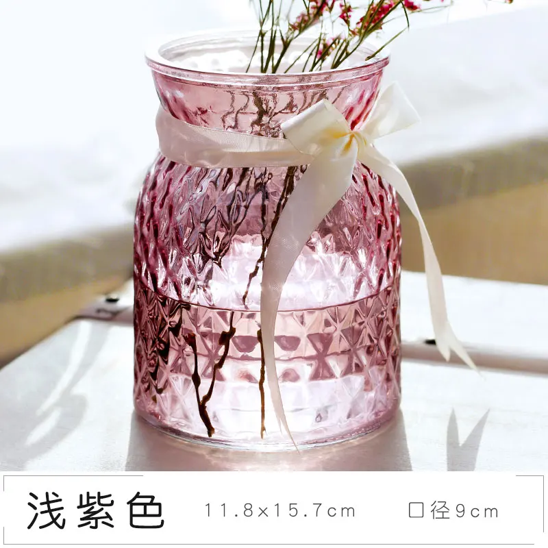 Разноцветная стеклянная ваза INS Гидропоника зеленая Роза лотоса Лилия ваза, домашний декор аксессуары современные цветочные вазы для дома - Цвет: Light Purple