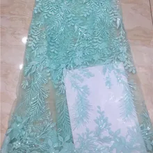 Африканская кружевная ткань 3d кружевная вода зеленый шнур африканские блестки кружева ткань Embrodiery французская кружевная ткань для свадьбы X9