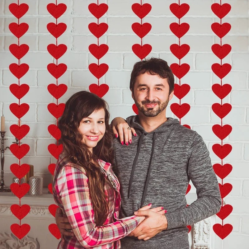 Красные сердца войлочная Гирлянда-нет DIY-День Святого Валентина Красное сердце висячая Гирлянда-Валентина украшения-Валентина свадьба