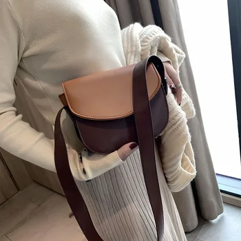 

HISUELY Fashion Small Saddle Bag Crossbody Bags for Women 2020 Blue Patchwork Flap Purses Shoulder Bag Long Strap Patchwork Q4