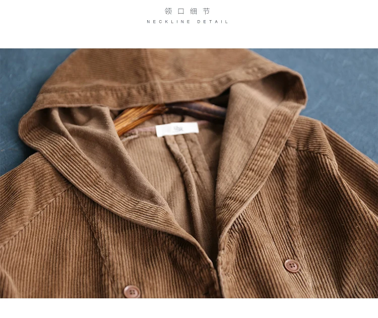 Spring Autumn Womens Loose Hooded Jacket Women Corduroy Jackets Short Coats Female Vintage Outerwear Women Cropped Jacket