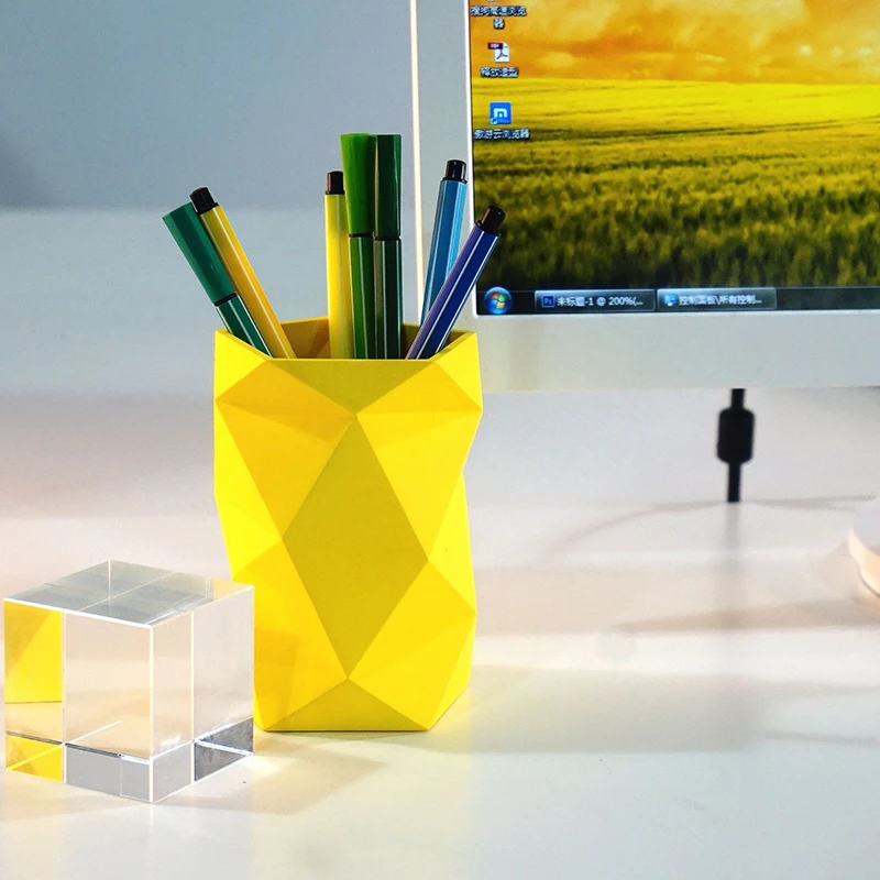 

Creative Rubber Pen Holder Stationery Stor Case Simple Prismatic Box Home Office Supplies Desktop Decoration Organizer Container