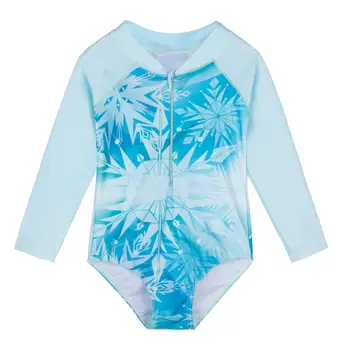 

BAOHULU Snowflake Girls Swimwear Long Sleeve One Piece UPF50+ Kids Bathing Suit Girl Children's Swimwear Teens Swimsuit Zipper