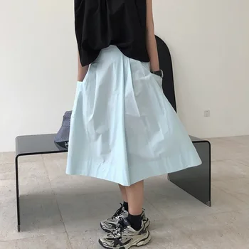 

SONDR 2020 Nueva Moda De Verano De Alta Cintura De Tela De Algodón A-line De Pierna Ancha Mediados De Pantalones Largos Hasta La