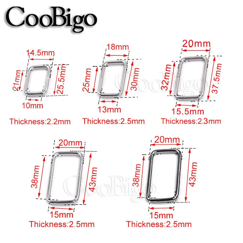 20 шт. металлическая Регулируемая прямоугольная d-образная кольцевая пряжка для ремня, размер 3/" 1" 1-1/" 1-1/2" для рюкзака, сумки для домашних животных, ошейник, аксессуары