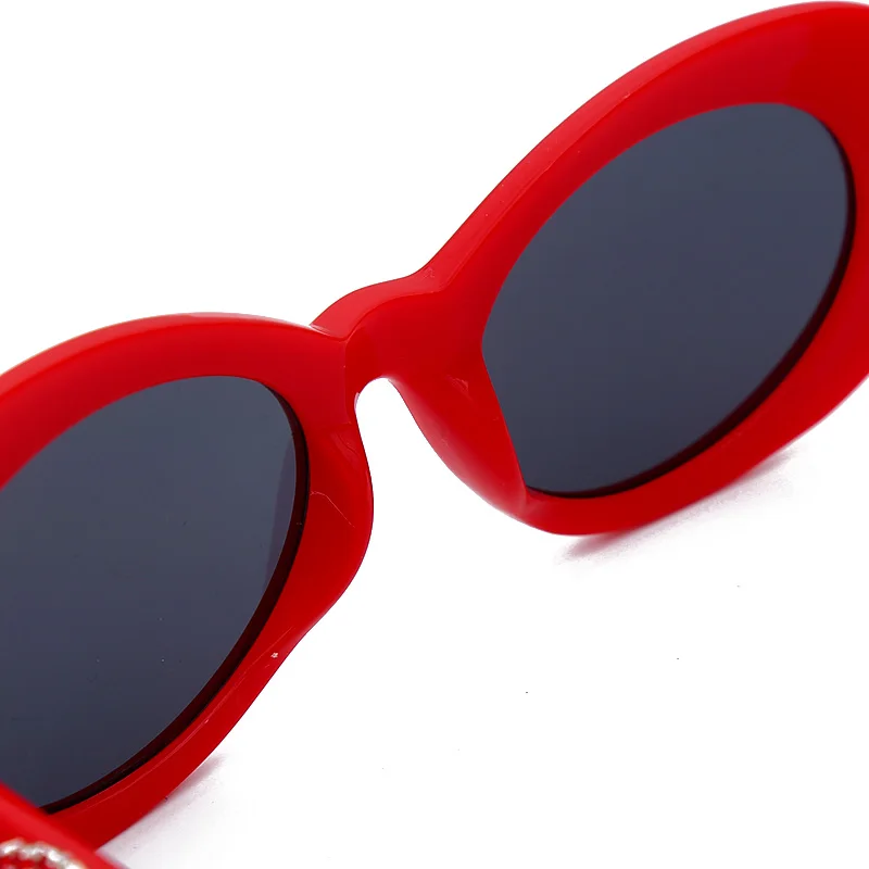Очки с бриллиантами Овальные Солнцезащитные очки женские модные популярные винтажные женские ретро очки белые черные очки UV400