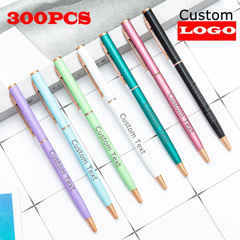 300PCS 볼펜 글자 새겨진 이름 사용자 지정 광고 공 펜 사용자 지정 로고 편지지 도매 새겨진 이름