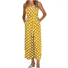 Casual Summer Women Jumpsuits Fashion Dot Print Sleeveless Off Shoulder Wide Leg Rompers Monos de Fiesta 2020 Drop Shipping E Casual Summer Women Jumpsuits Fashion Dot Print Sleeveless Off Shoulder Wide Leg Rompers Monos de Fiesta 2020 Drop Shipping E