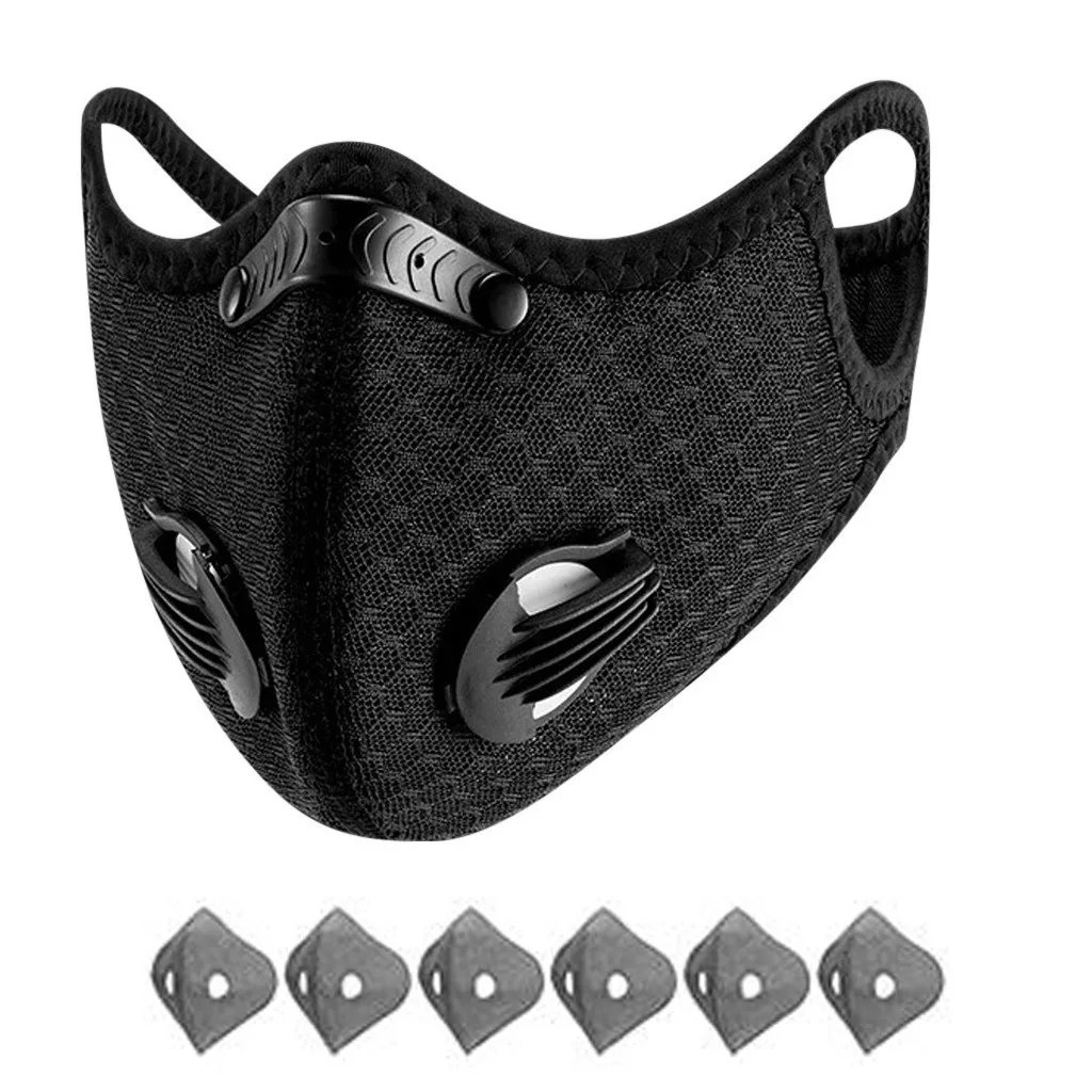 Headband masque scarf Dust With 6 Filters Half Face Reusable Activated Carbon Dustproof Respirator Breathable mask маска бандана |