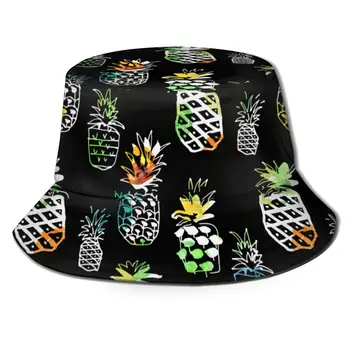 

NOISYDESIGNS pineapple printed bucket hats summer high quality fisherman's hat women men fisherman hat beach hats black
