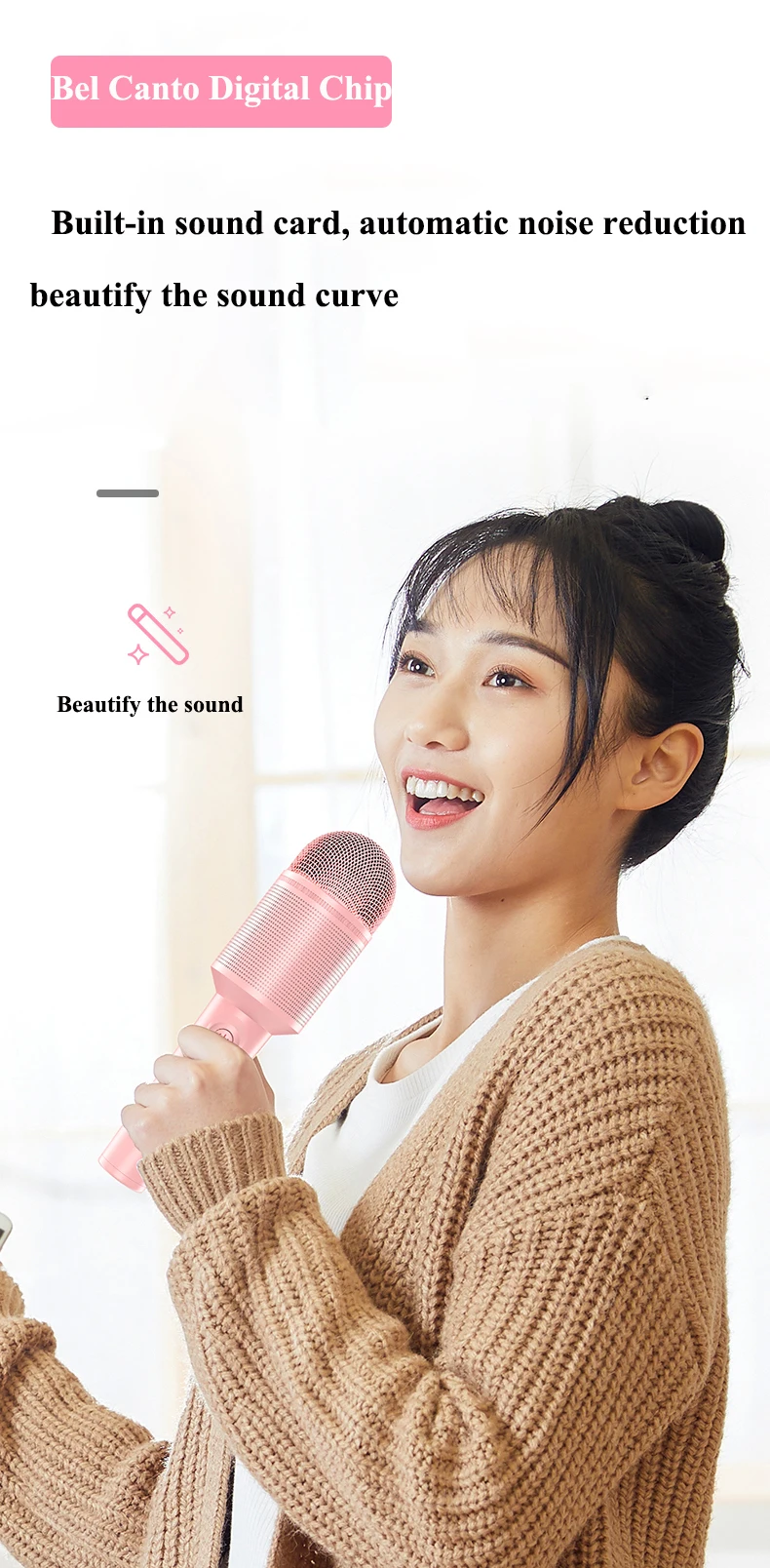 Wireless Karaoke Microphone Bluetooth Speaker Handheld Portable Speaker KTV Player with Dancing Sound Card with Sound Effects