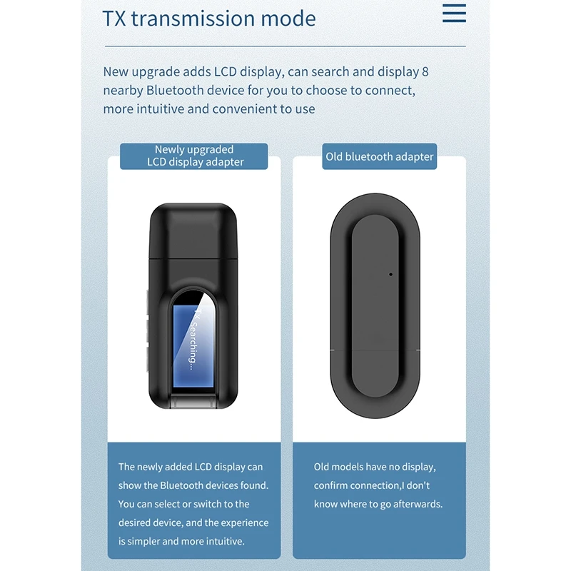 Hot Bluetooth 5 0 Transmitter and Receiver 2 in 1 Wireless Adapter with LCD Display 3 5mm AUX USB Stereo for PC TV Car Headphon