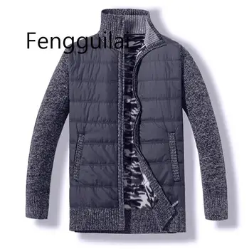 

2020 Autumn Winter Men's Sweater Coat Faux Fur Wool Sweater Jackets Men Zipper Knitted Thick Coat Casual Knitwear Plus Velvet