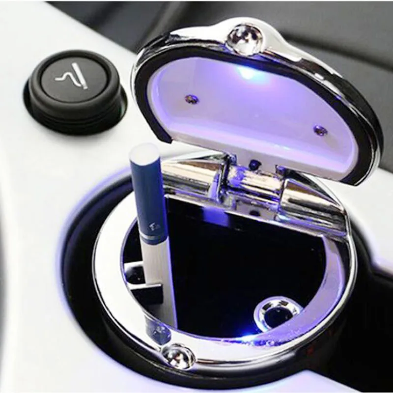 

1 pcs Car durable portable with LED lamp high flame retardant ashtray cylinder smoke cup holder car interior auto parts