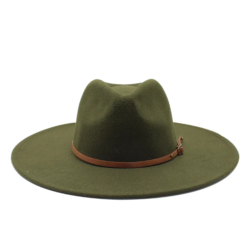 Big edge wool Fedora Hat Women Men Imitation Wool Felt Hats with Metal ...