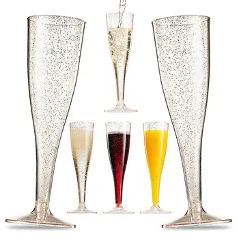 

5Pcs Plastic Disposable Wine Goblet Outdoor Party Beer Juice Drink Champagne Cup For Parties Gift Box Wine Decoration Cups