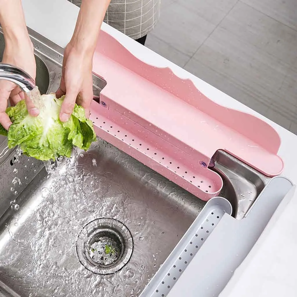 Kitchen Organizer Shelf Wall Shelf Sucker Splash Water Baffle Pool Board Kitchen Rack Bathroom Accessories Sink Shelf#G7