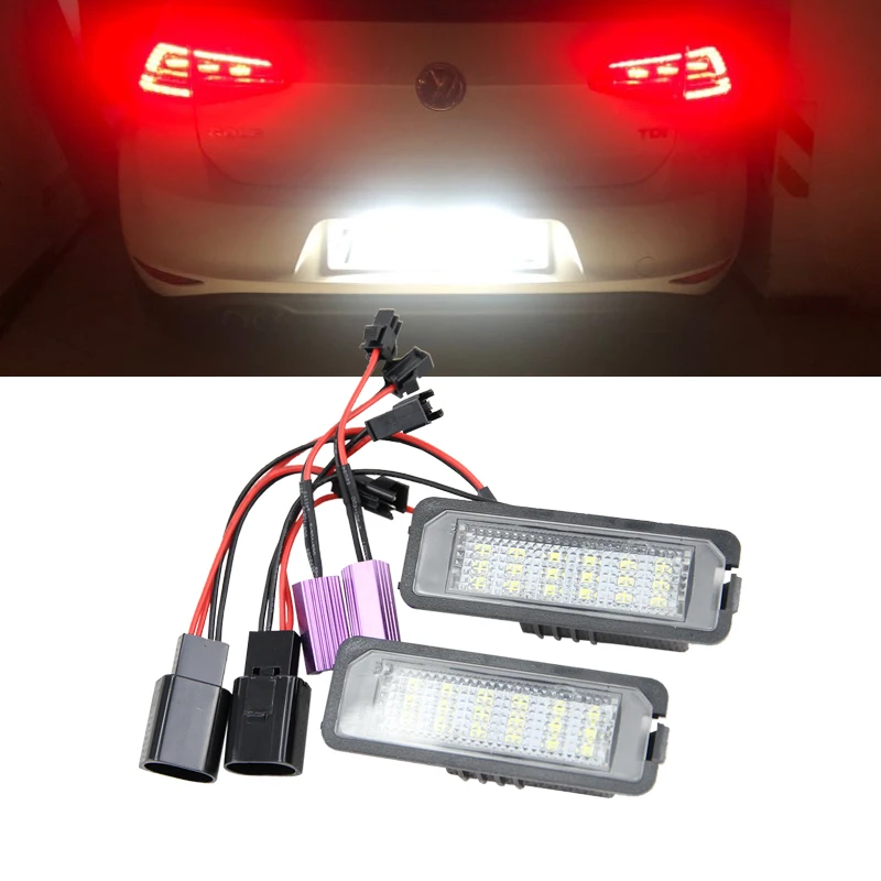 

2PCs Error Free LED Number License Plate Light for VW Volkswagen EOS 06~ GOLF 4/5/6/7 LUPO 99~06 Passat CC 09~ Beetle 2006-2010