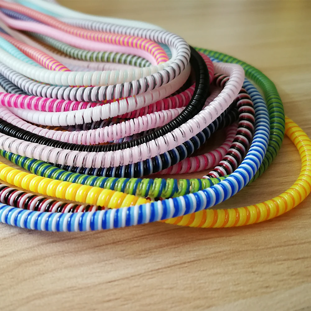 Противоударный пружинный защитный шнур для USB кабеля зарядки цветной телефонный