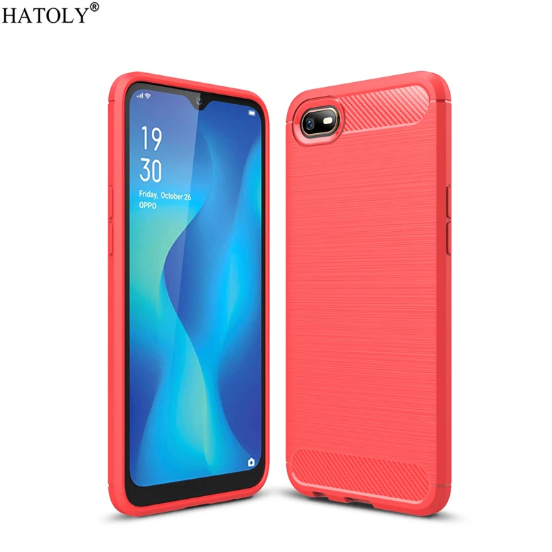 Red Для OPPO Realme C2 чехол Realme C2 мягкая задняя крышка противоударный бампер из углеродного волокна TPU текстурный чехол для телефона для OPPO Realme C2 6,1" - Цвет: Red