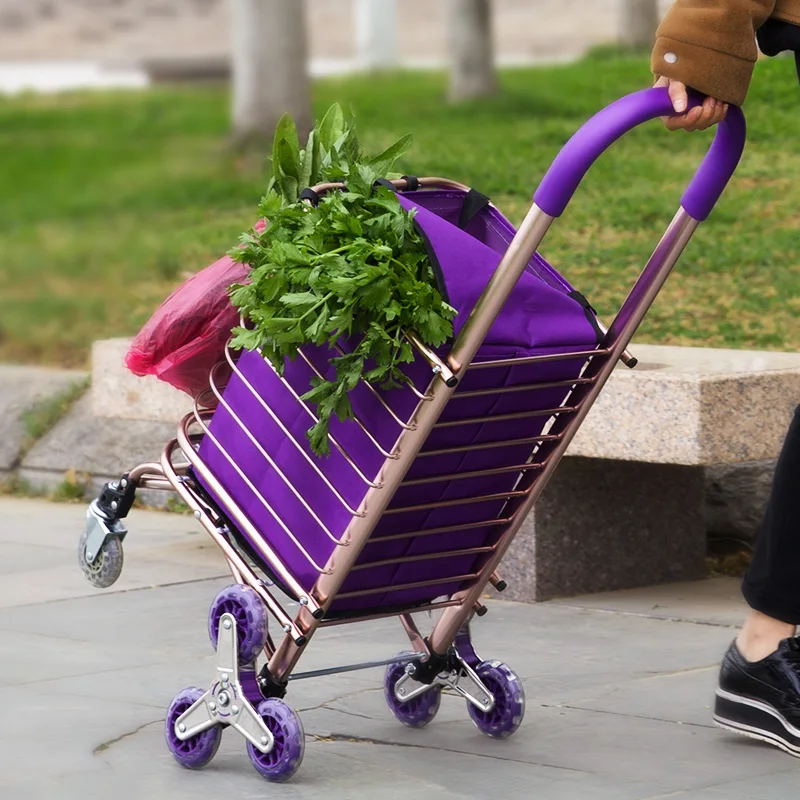  Shopping Cart Climbing Stairs Folding Shopping Cart Small Cart Supermarket Portable Elderly Househo