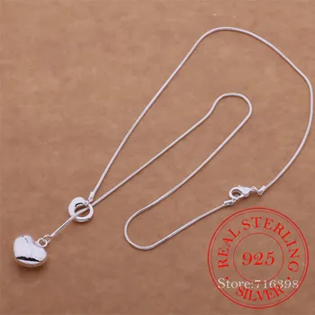 

Real 925 sterling silver necklace,silver love heart necklace pendant for women,wedding party jewelry birthday mum gift/avaajmha