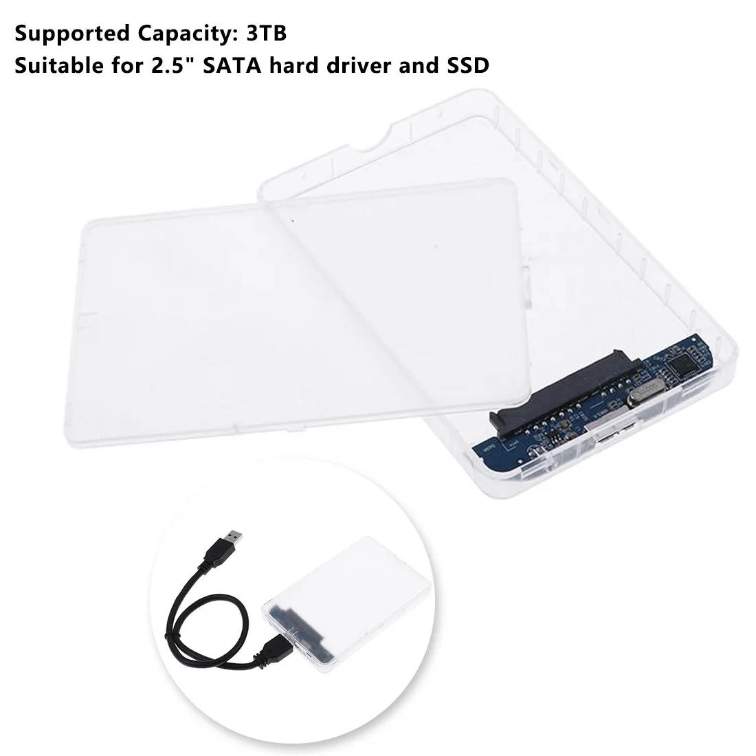 2," SATA USB 3,0 HDD корпус жесткий диск Внешний ноутбук мобильный диск чехол коробка прозрачный корпус ABS