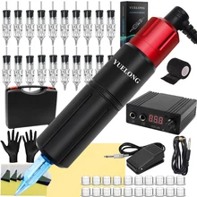 Tattoo Cartridge Machine Pen Kit with Tattoo Pen Machine Power Supply Cartridge Needles for Permanent Makeup Tattoo Supply