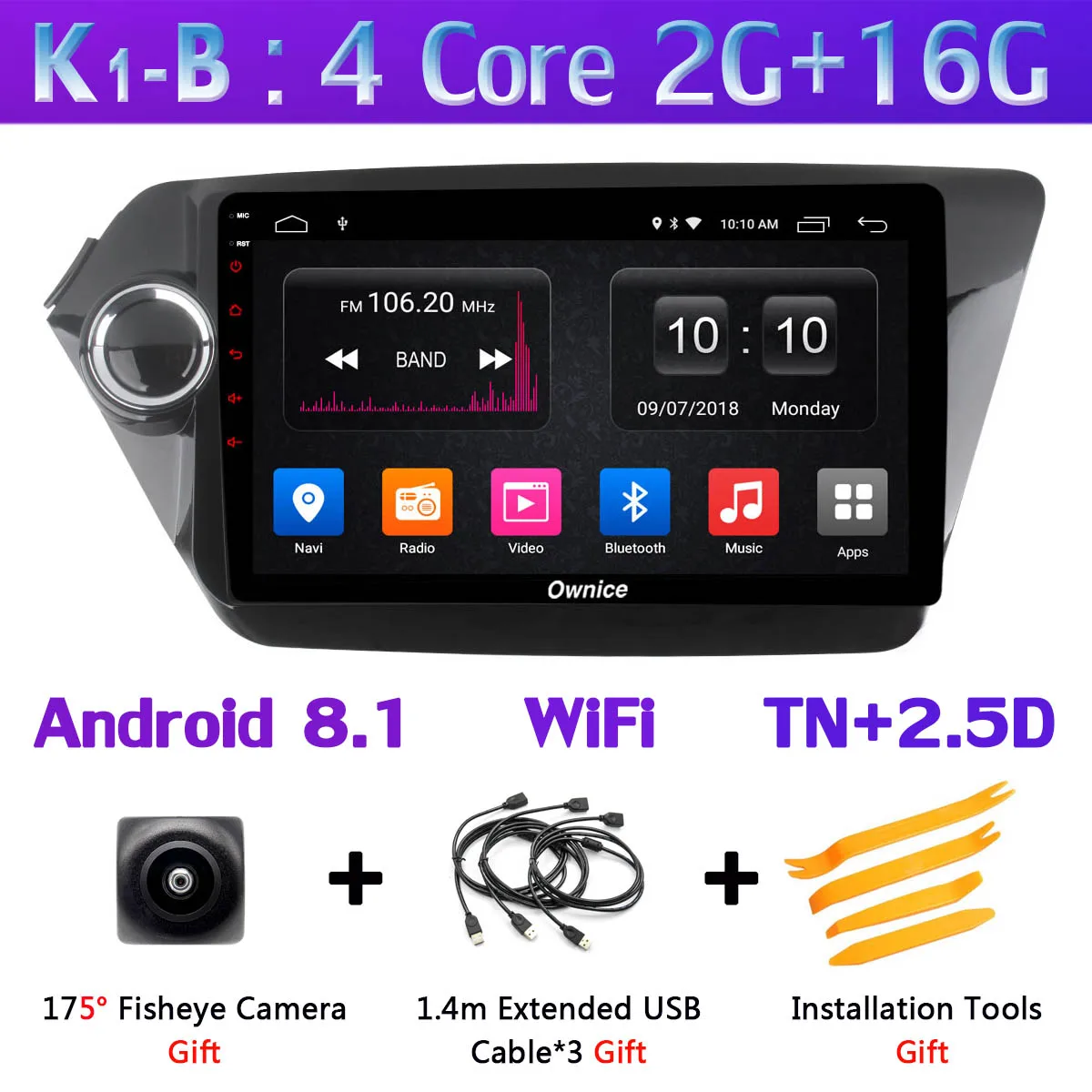 360 ° панорамный Android 9,0 8Core 4G+ 64G Автомобильный мультимедийный плеер для KIA RIO 2 3 K2 2012- седан gps компактное минирадио SPDIF CarPlay - Цвет: K1-B
