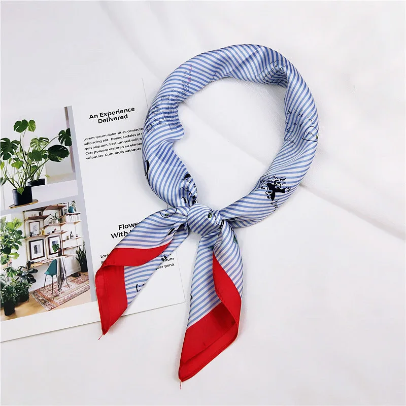 Bandana Silk Scarf Women Foulard Headband Luxury Brand Winter Scarves Fashion Zebra Handkerchief Square Neckerchief 70*70cm New mens head wrap bandana