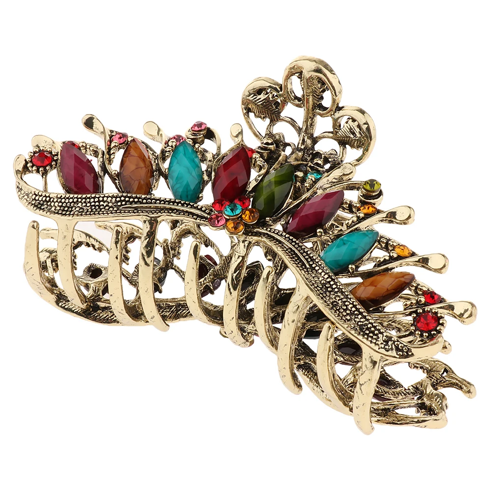 New Style Multi-color Rhinestone Crystals Metal Alloy Flower Hair Claws Clips Pins