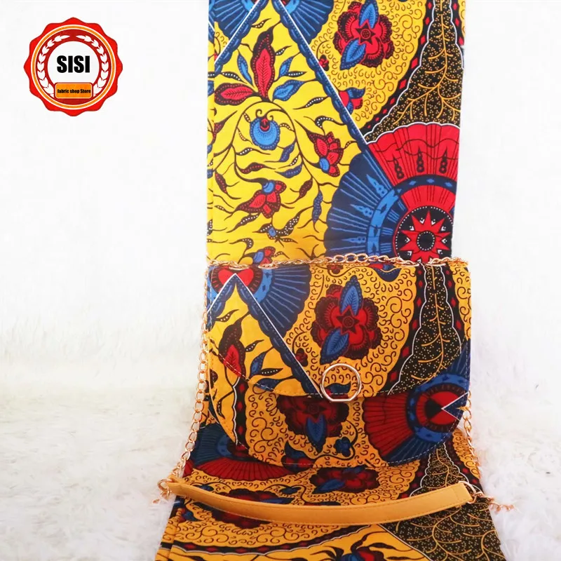 SISI Новое поступление африканская сумка на плечо/фиолетовый 3 шт./комплект Высококачественная африканская парафинированная Ткань 6 ярдов настоящая восковая ткань для женщин вечерние