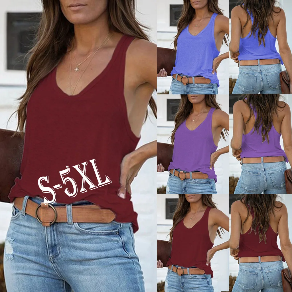 Jaycosin Women 2020 Trendy Sexy Solid Sleeveless Top Strap Vest Tank Shirt Fashion Comfortable Camisole Vest Blouse T-Shirt 319