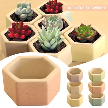 

Candy Color Ceramic Flower Pots For Juicy Plants Small Bonsai Hexagon Pot Home Garden Decor Mini Succulent Plant Pots Z0702